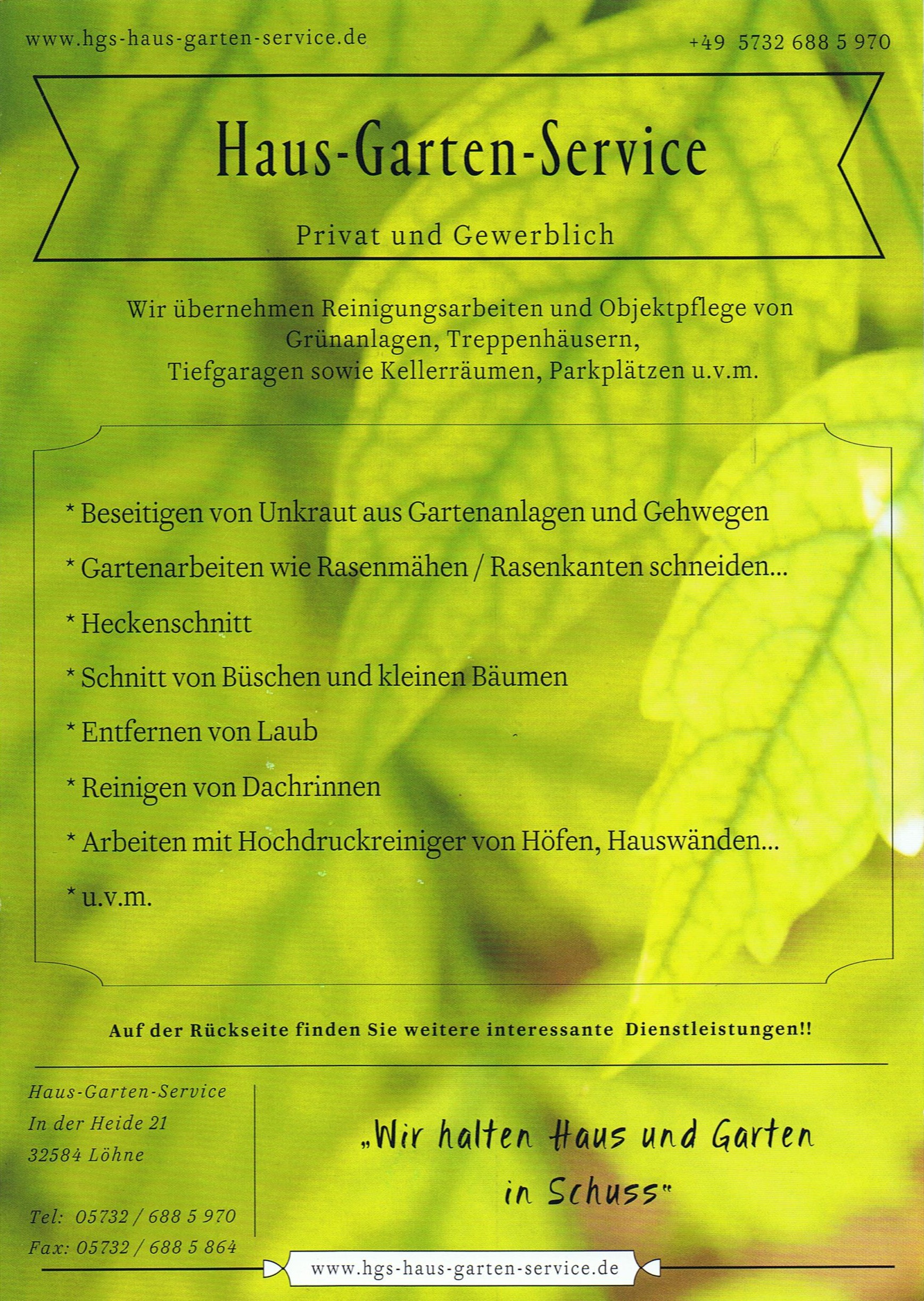 Haus und Gartenservice PRIVAT und GEWERBLICH